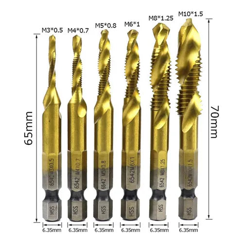 🔧🛠️Kit de 6 Brocas Giratorias HSS Recubiertas de Titanio🔧🛠️